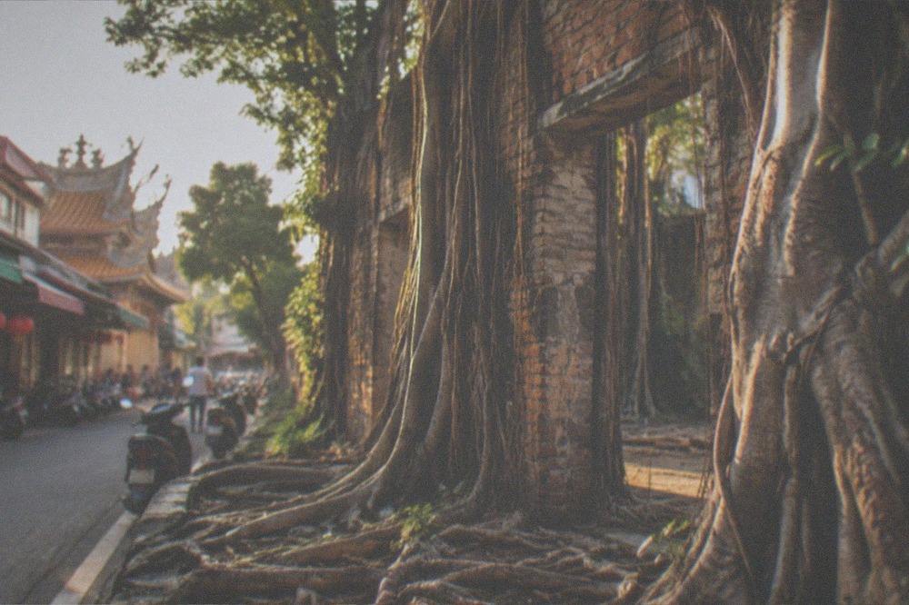 Old street scene in Anping near the Tree House with traditional shopfronts