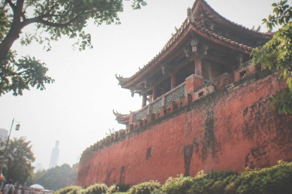 The historic red walls of Chihkan Tower in central Tainan