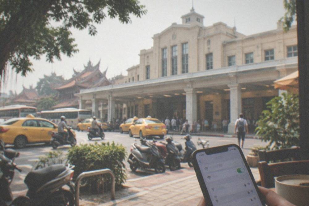 A phone showing a network settings screen in a cafe