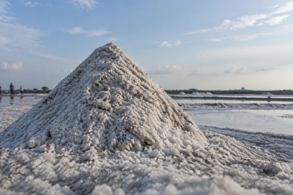 The wide open sky over Tainan's lagoon coast with salt flats stretching to the horizon