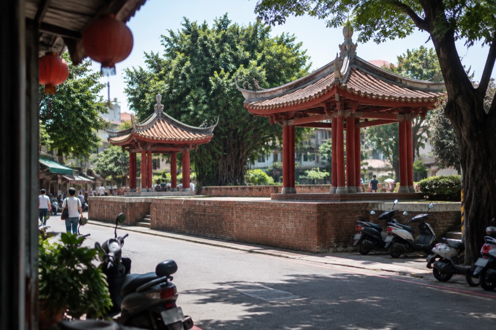Chihkan Tower pavilions and Dutch-era brick foundations in central Tainan